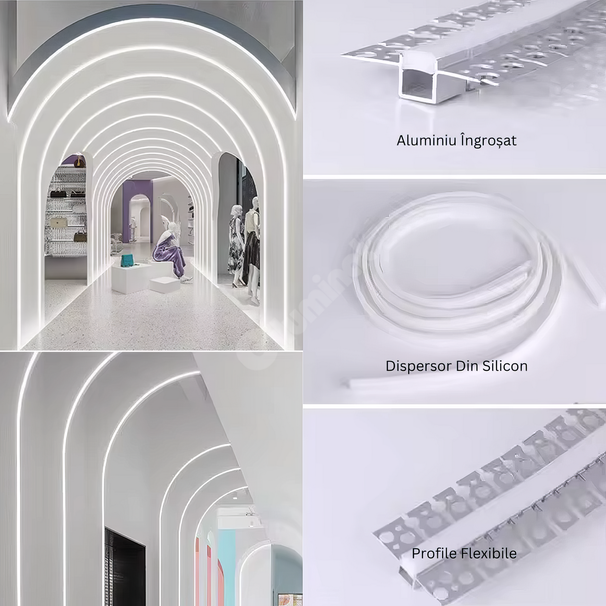 Profil LED Flexibil 2 Metri Incastrat sub Tencuiala LED Strips