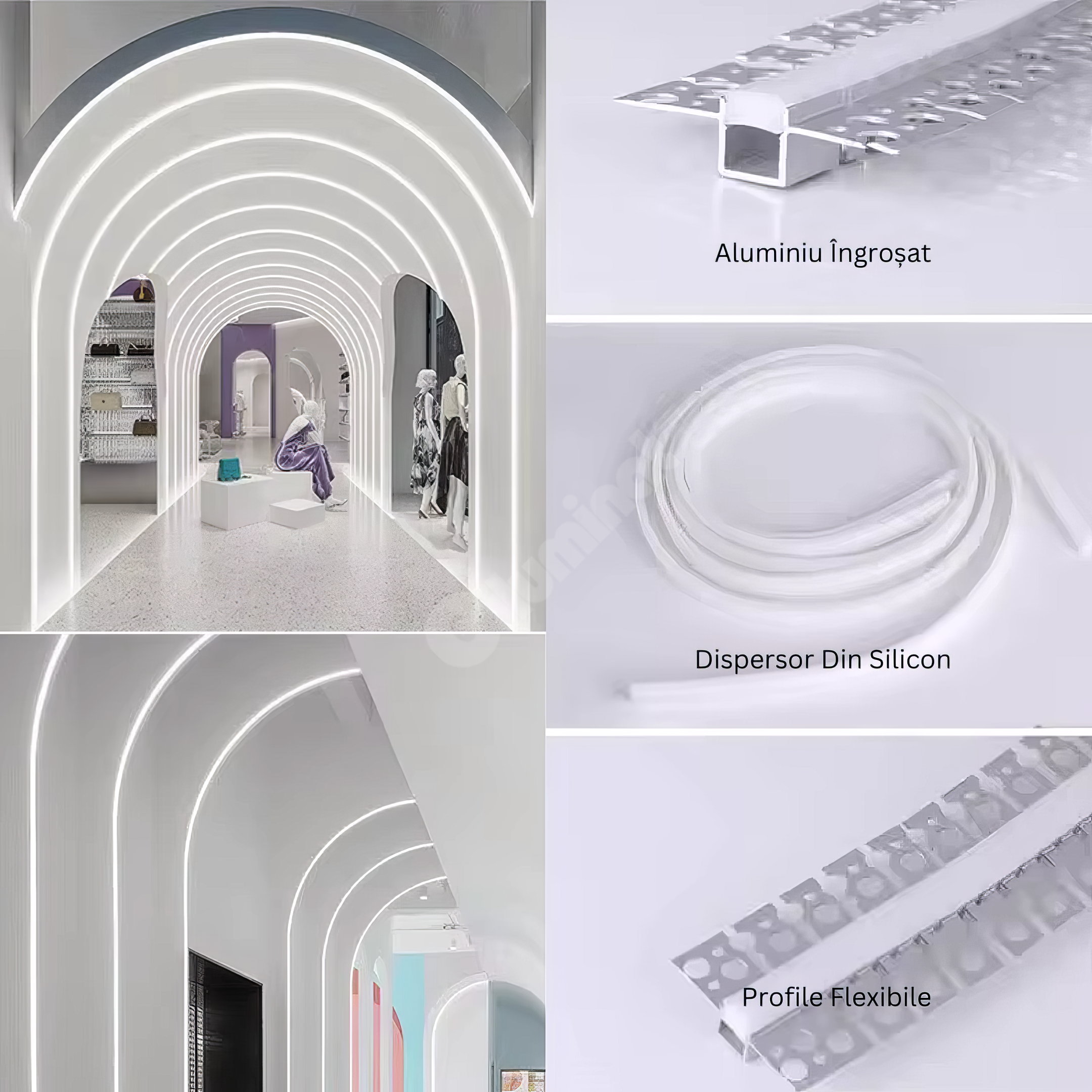 Profil LED Flexibil 2 Metri Incastrat sub Tencuiala LED Strips