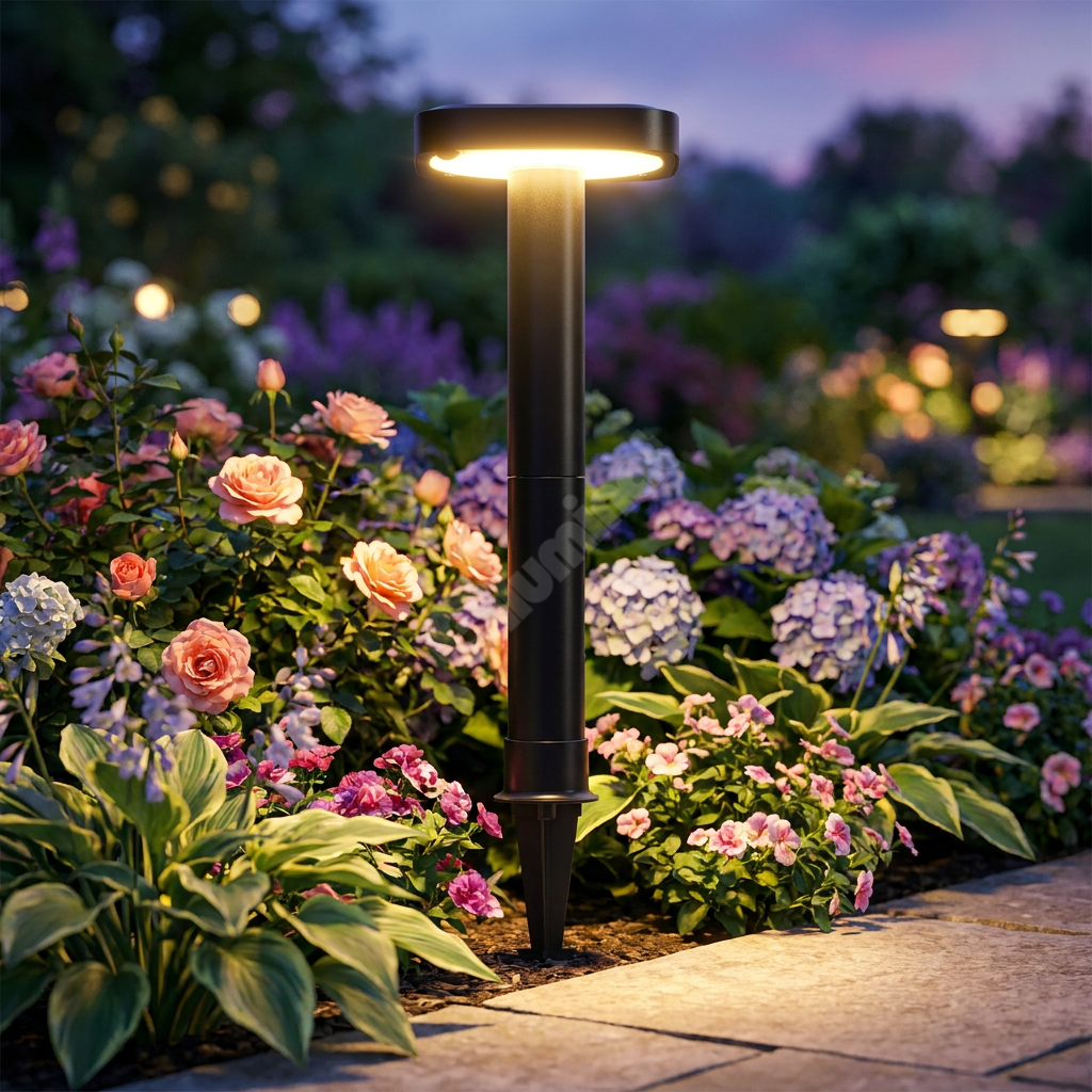 Stalpisor de Gradina cu Incarcare Solara si Senzor Spike Black IP65 47.5CM