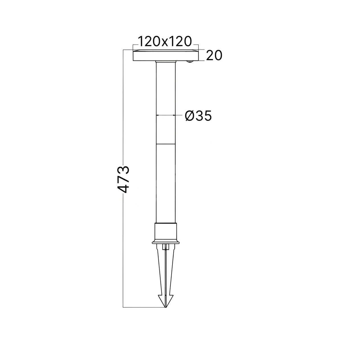 Stalpisor de Gradina cu Incarcare Solara si Senzor Spike Black IP65 47.5CM