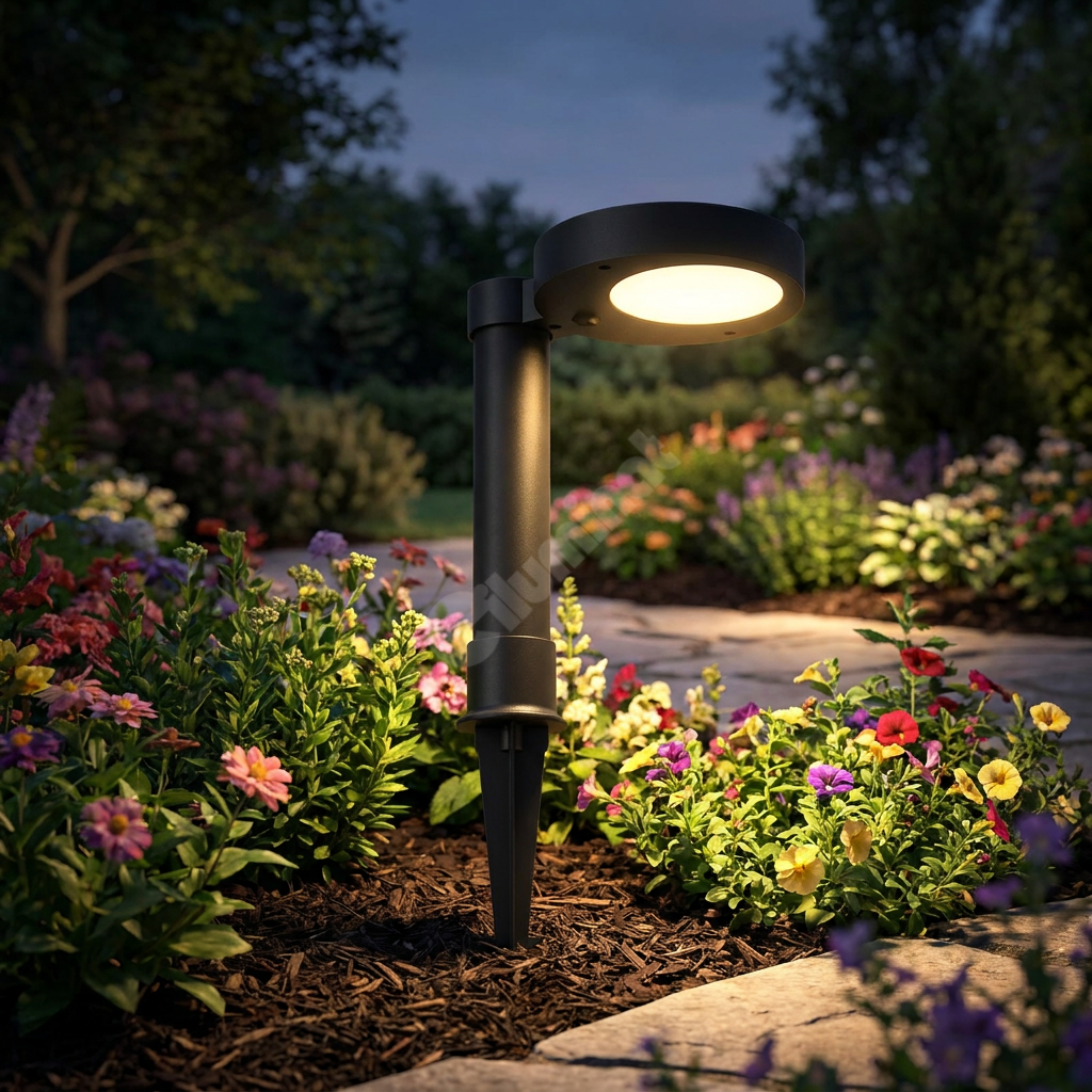 Stalpisor de Gradina cu Incarcare Solara si Senzor Spike Black IP65 47CM