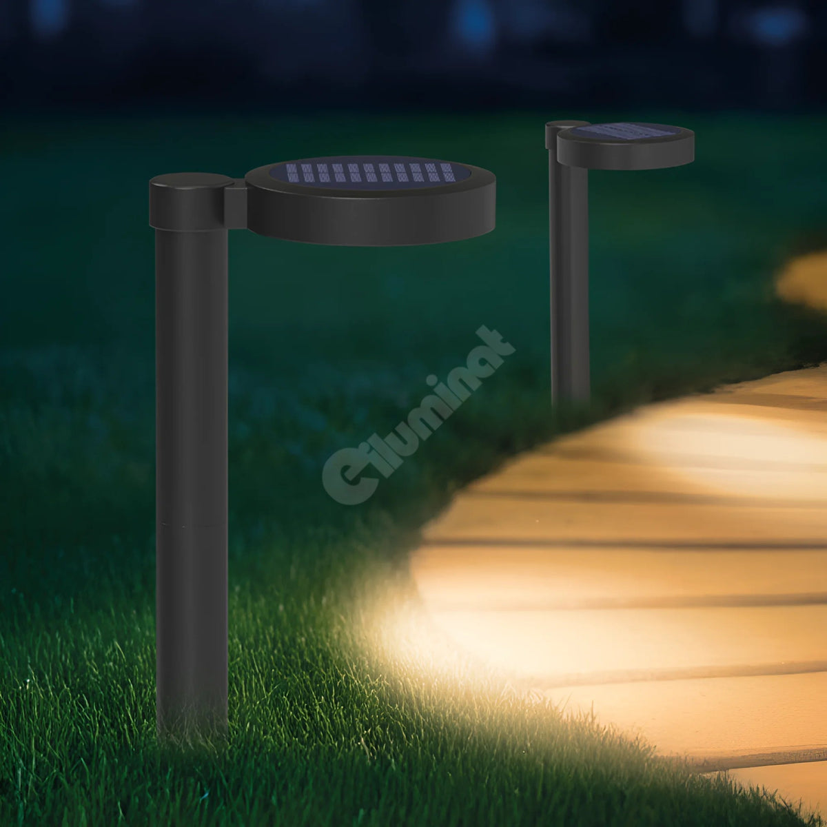 Stalpisor de Gradina cu Incarcare Solara si Senzor Spike Black IP65 47CM