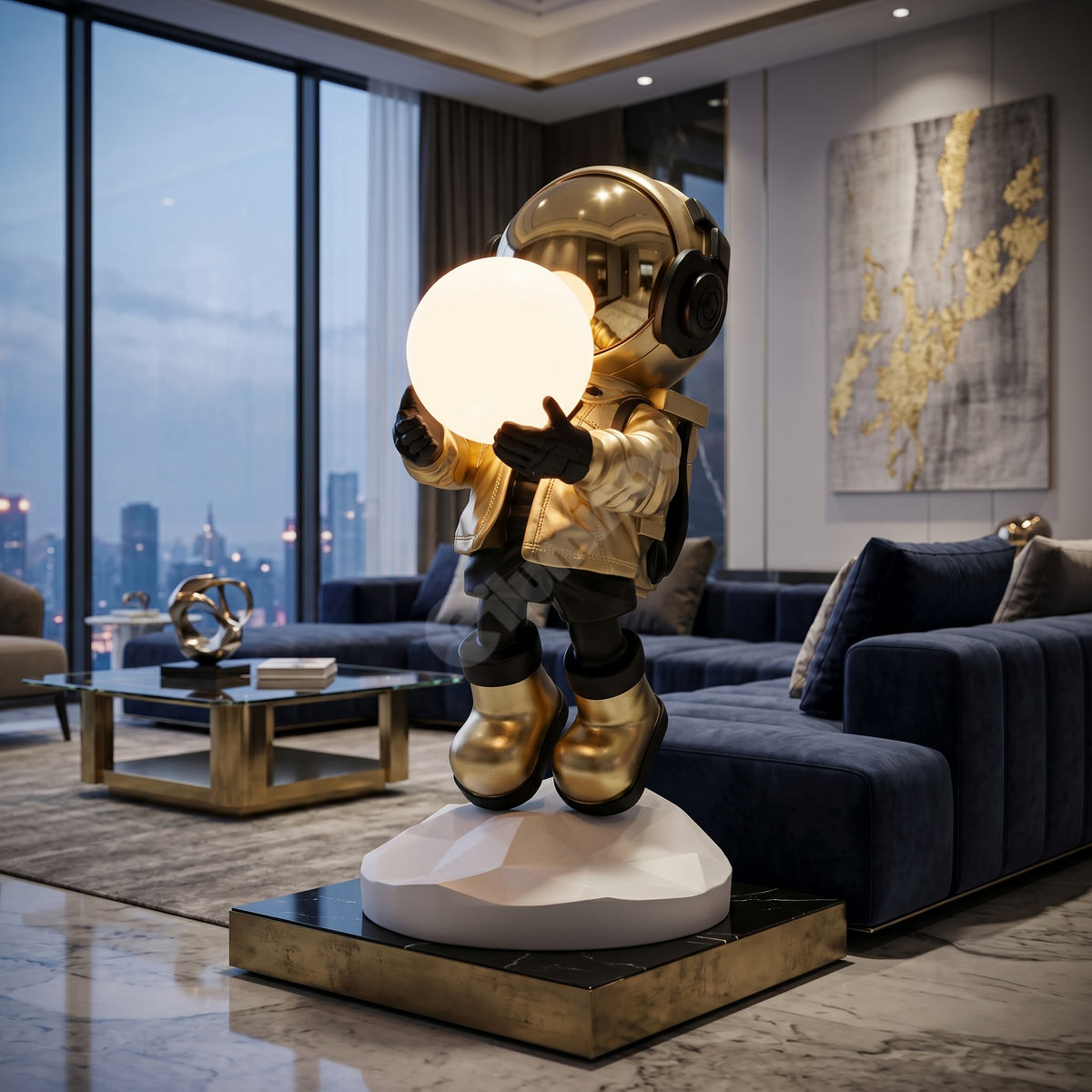 Statueta Decorativa Astronaut 75CM cu RGB Touch Gold - RESIGILATA R3 -
