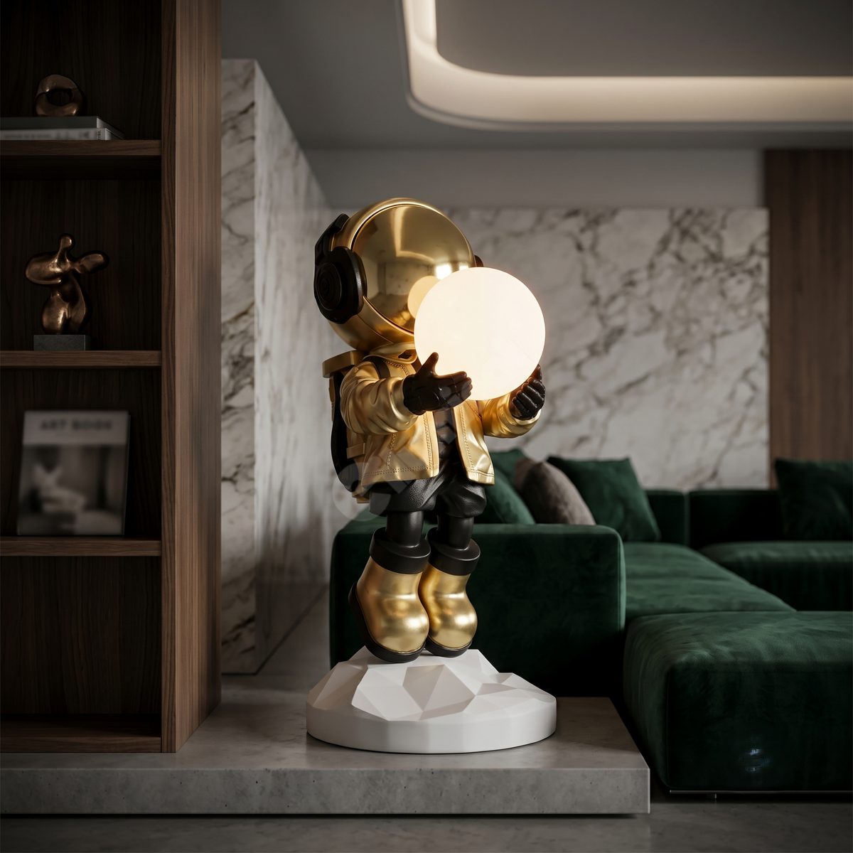 Statueta Decorativa Astronaut 75CM cu RGB Touch Gold