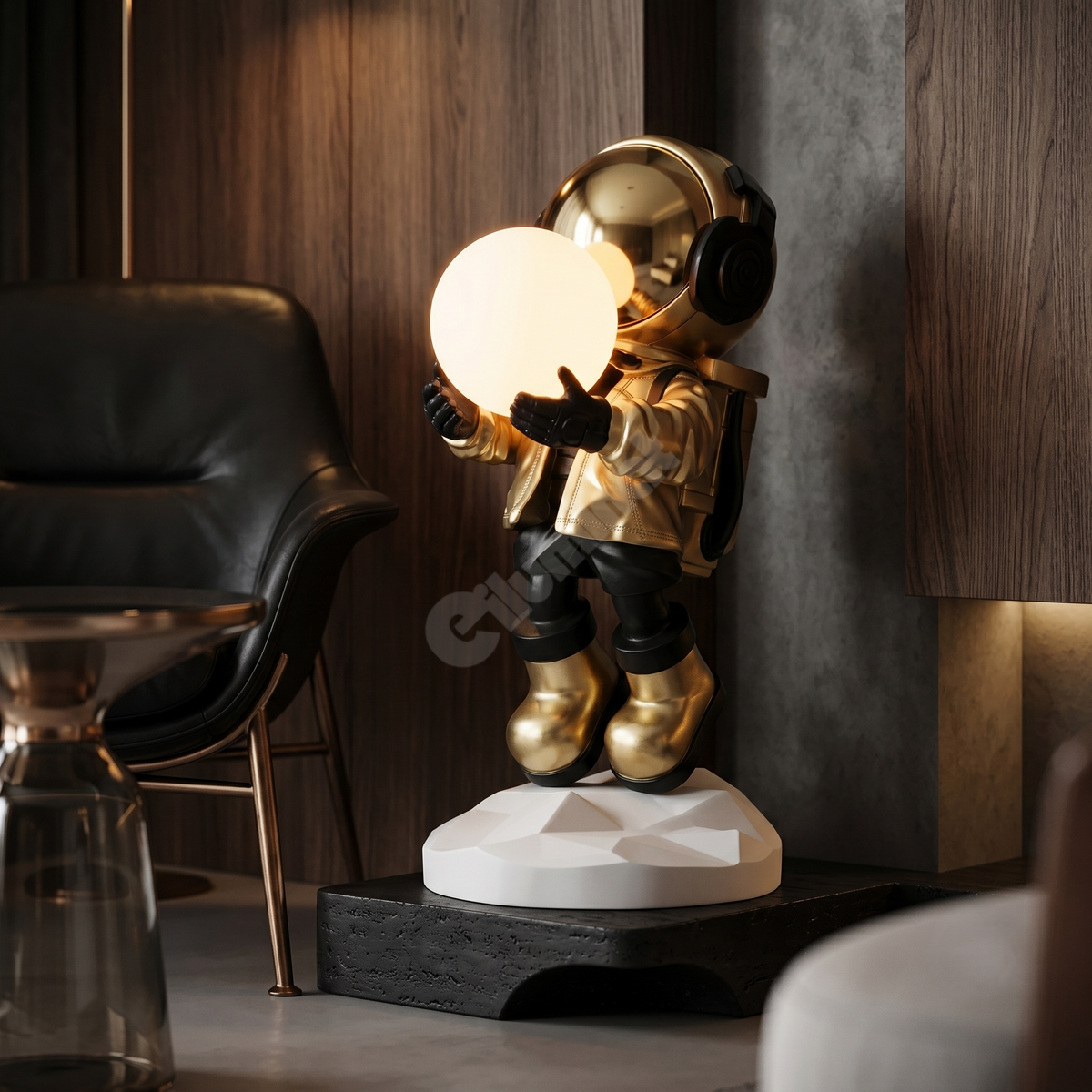 Statueta Decorativa Astronaut 75CM cu RGB Touch Gold - RESIGILATA R3 -
