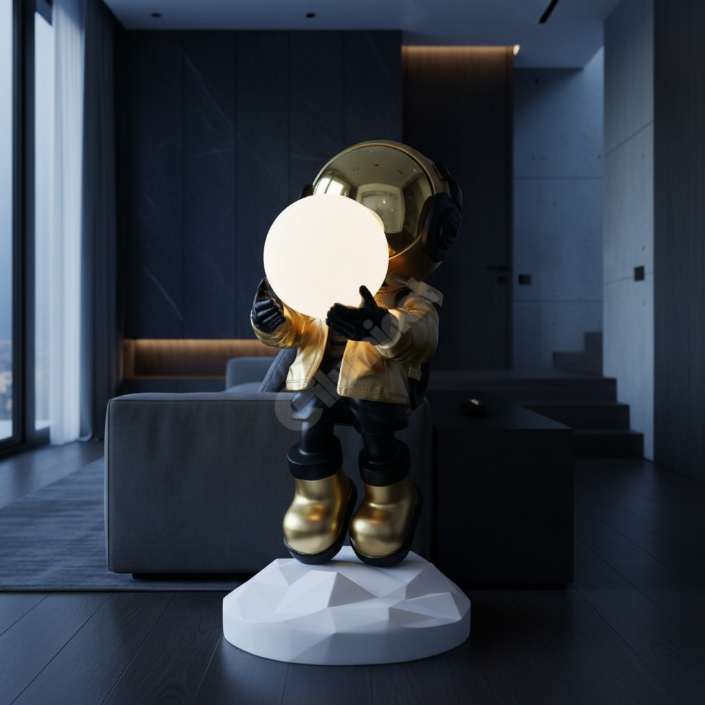 Statueta Decorativa Astronaut 75CM cu RGB Touch Gold - RESIGILATA R3 -