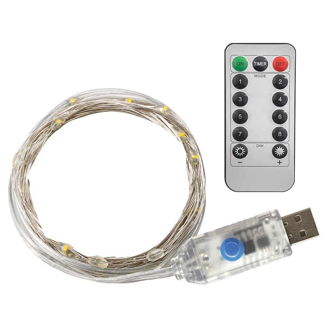 Instalatie LED Liniara 10 LED-uri 1M | 8 Moduri | Telecomanda | USB | 3000K