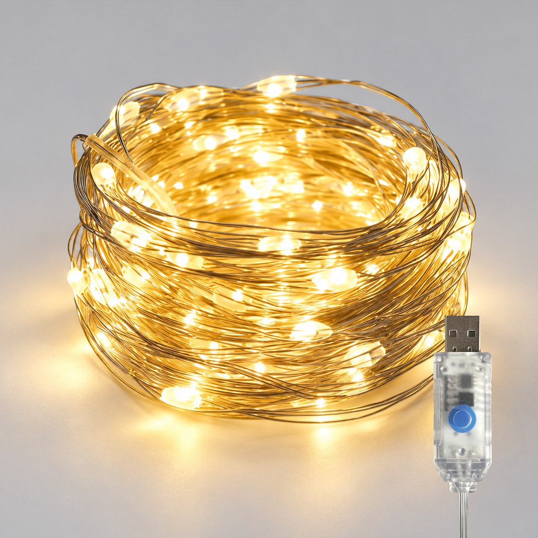 Instalatie LED Liniara 100 LED-uri 10M | 8 Moduri | USB | 3000K