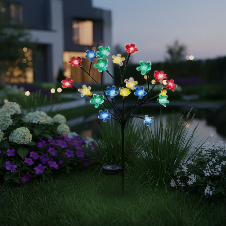 Lampa LED RGB Bran cu Incarcare Solara Premium IP44