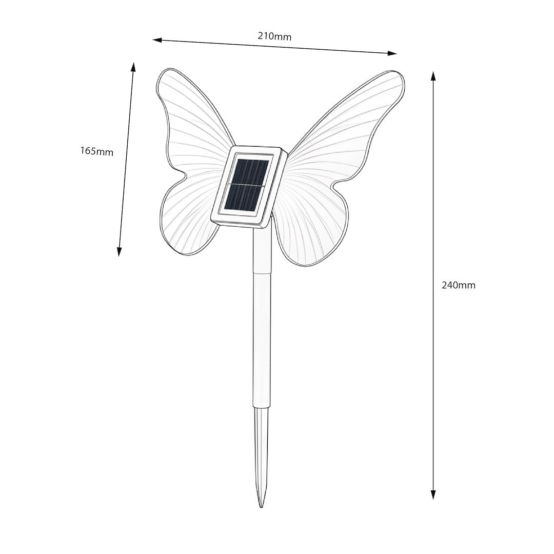 Stalp de Gradina LED Butterfly cu Incarcare Solara 24CM Premium