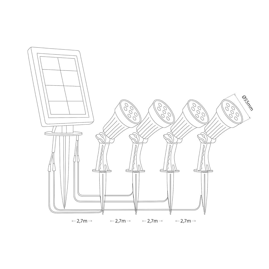 SET 4 x Lampa LED Bush cu Incarcare Solara 64CM Premium