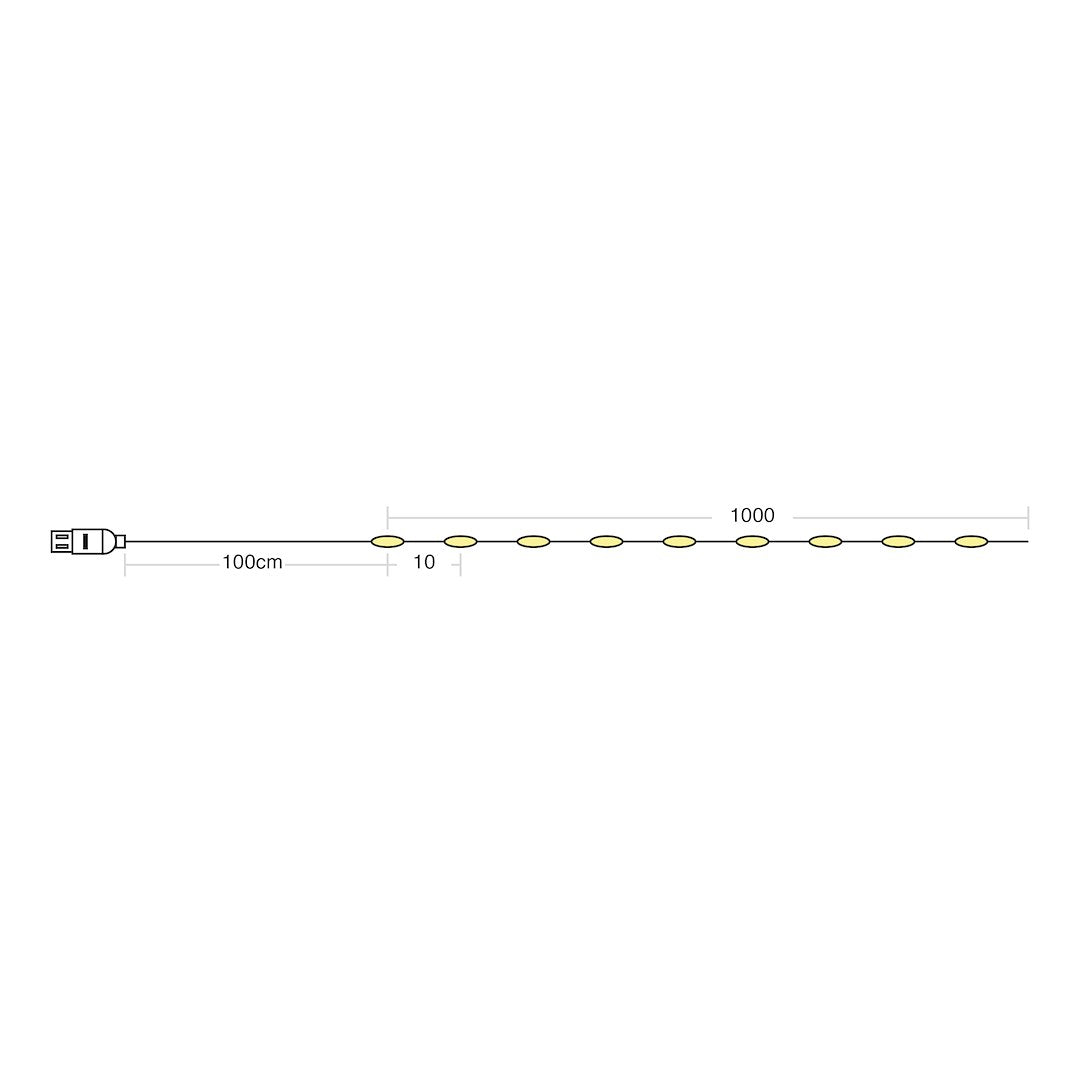 Instalatie LED Liniara 100 LED-uri 10M | USB-A | 2700K