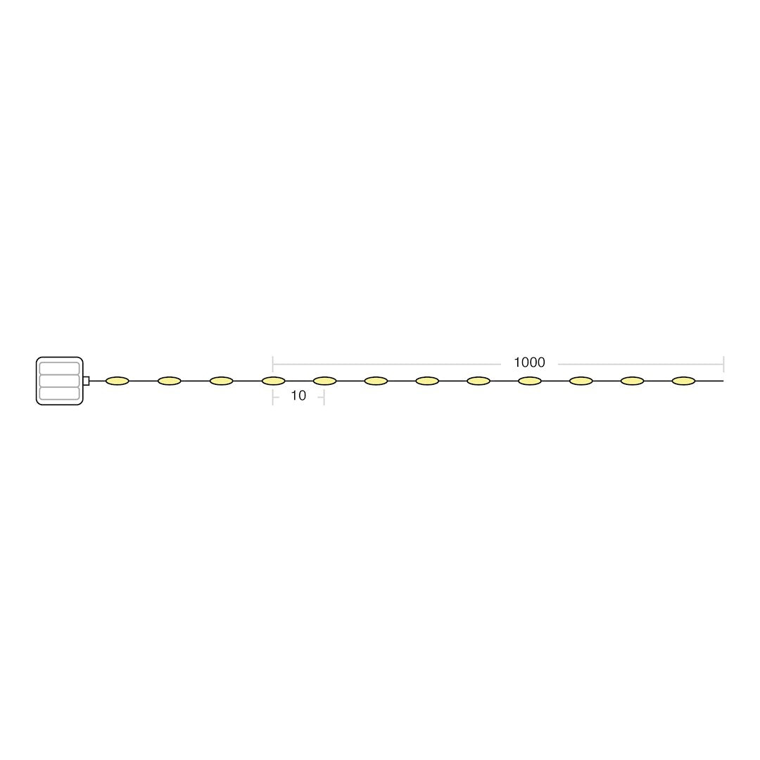 Instalatie LED Liniara 100 LED-uri 10M | 3 Baterii AA | 2700K