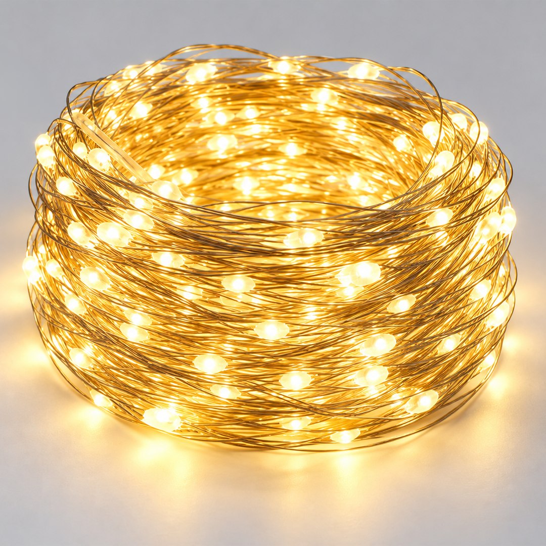 Instalatie LED Liniara 200 LED-uri 20M | 3 Baterii AA | 2700K