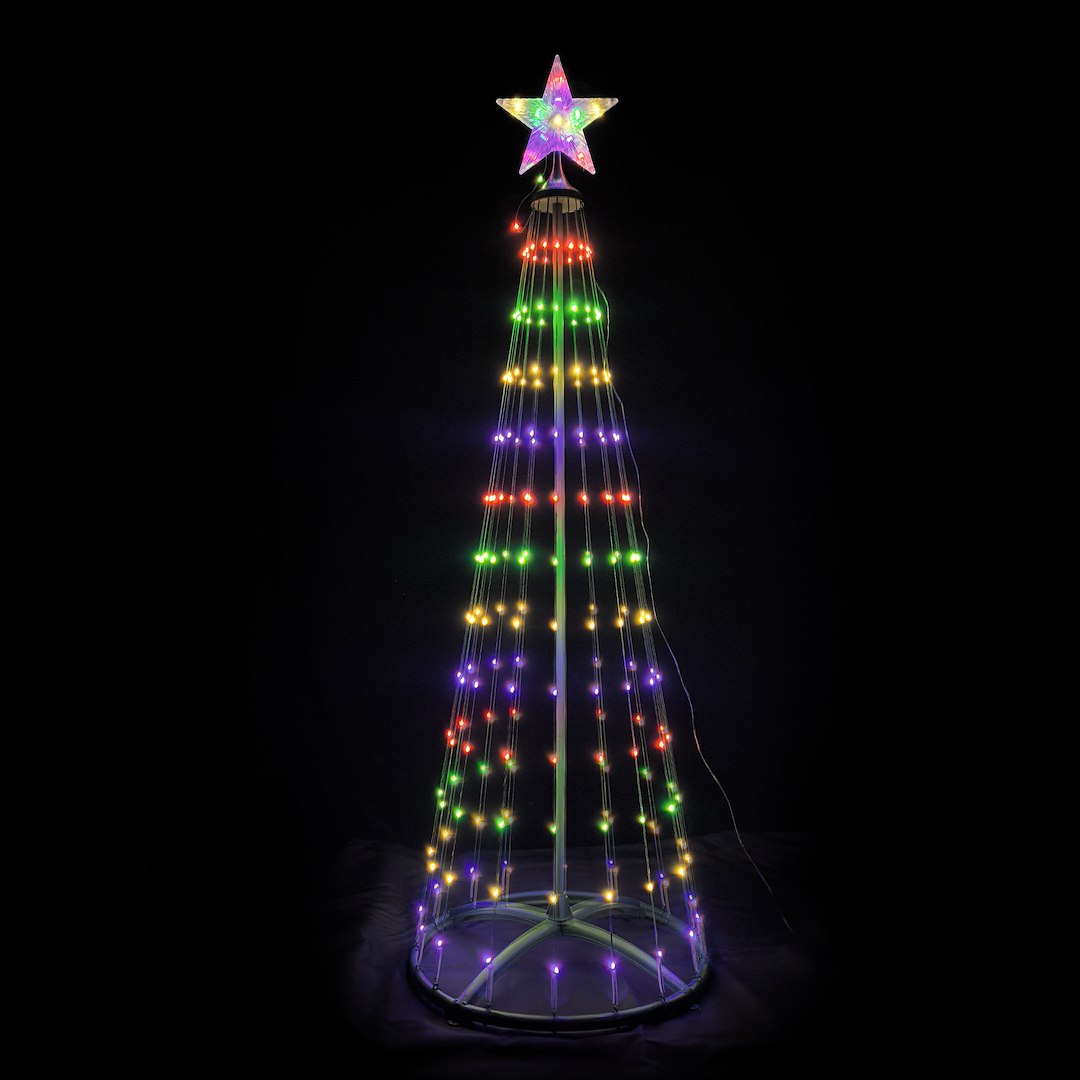 Brad LED RGB de Craciun Verde 180CM | 360lm | Telecomanda | IP44