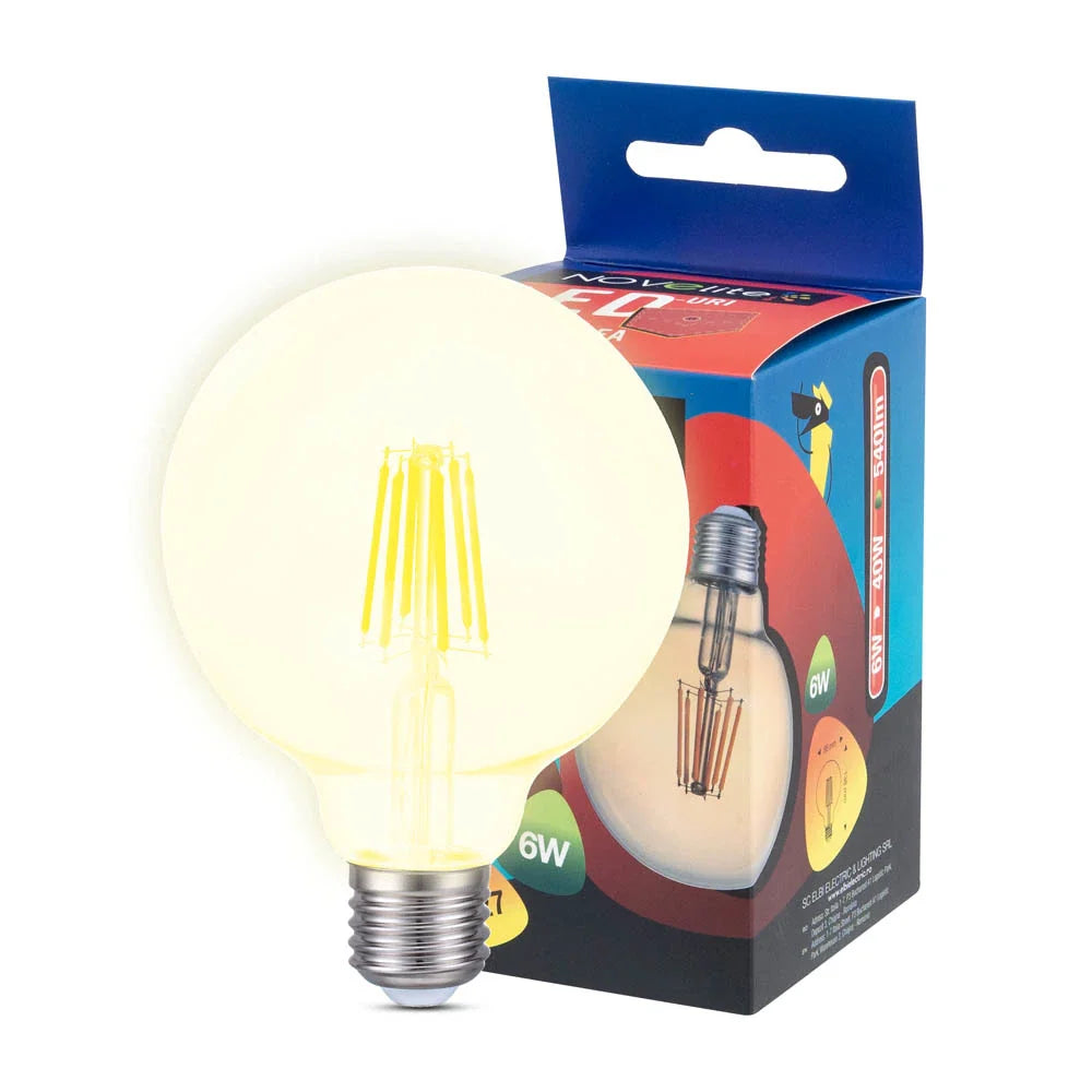 Bec LED E27 Vintage G95 6W Fumuriu 2200K