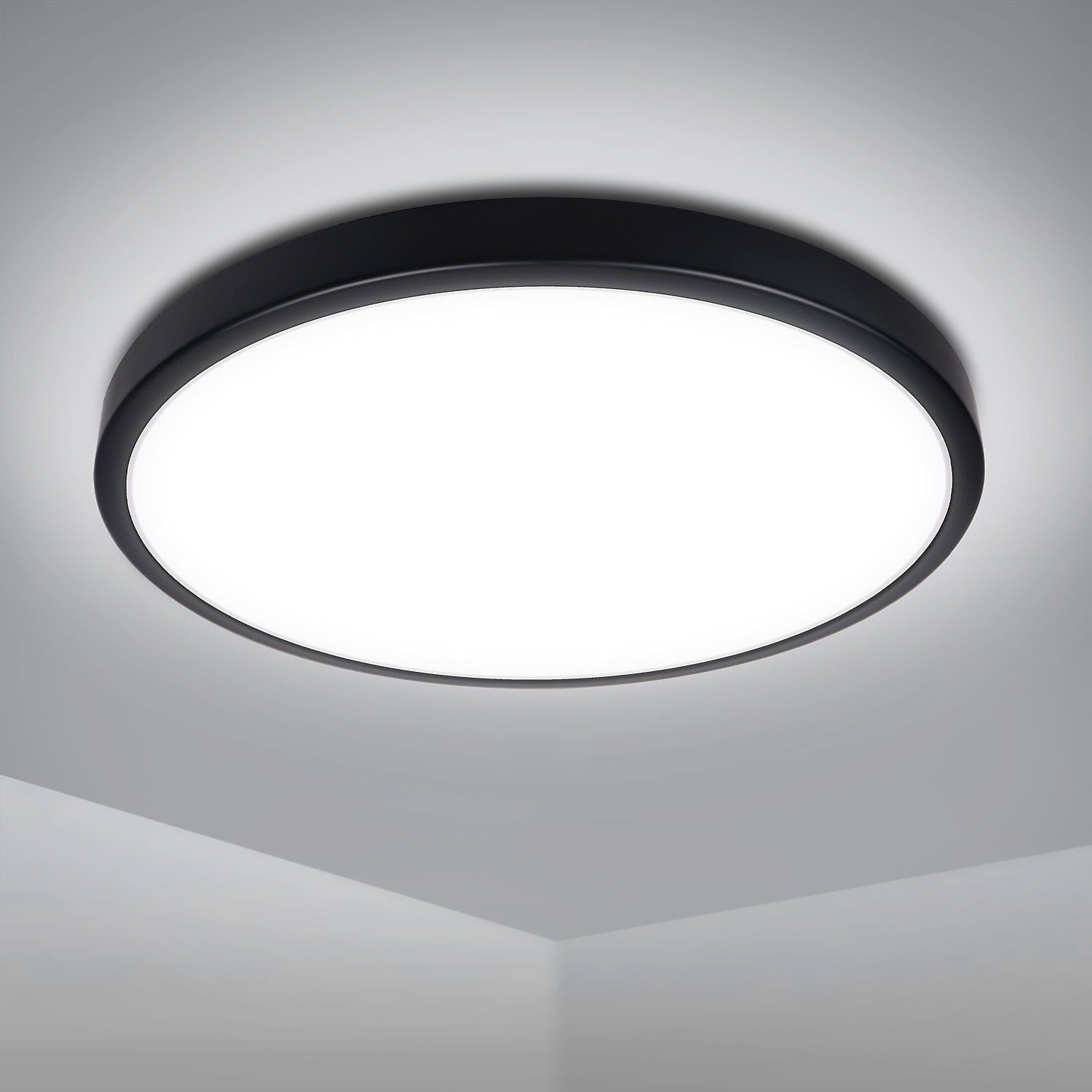 Plafoniera LED Baie 18W 30cm IP44, 3 Lumini din buton, Echivalent 150W Neagra