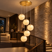 Lustra LED Suspendata Golden Sponge Deluxe 5 Elemente Echivalent 300W