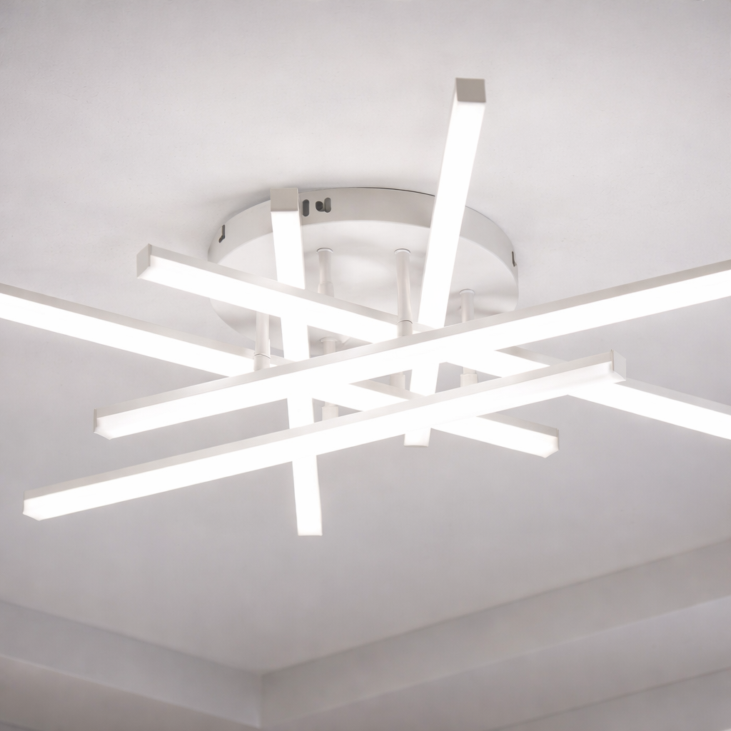 Lustra LED 6 LINES Design Round Alba Echivalent 600W Telecomanda