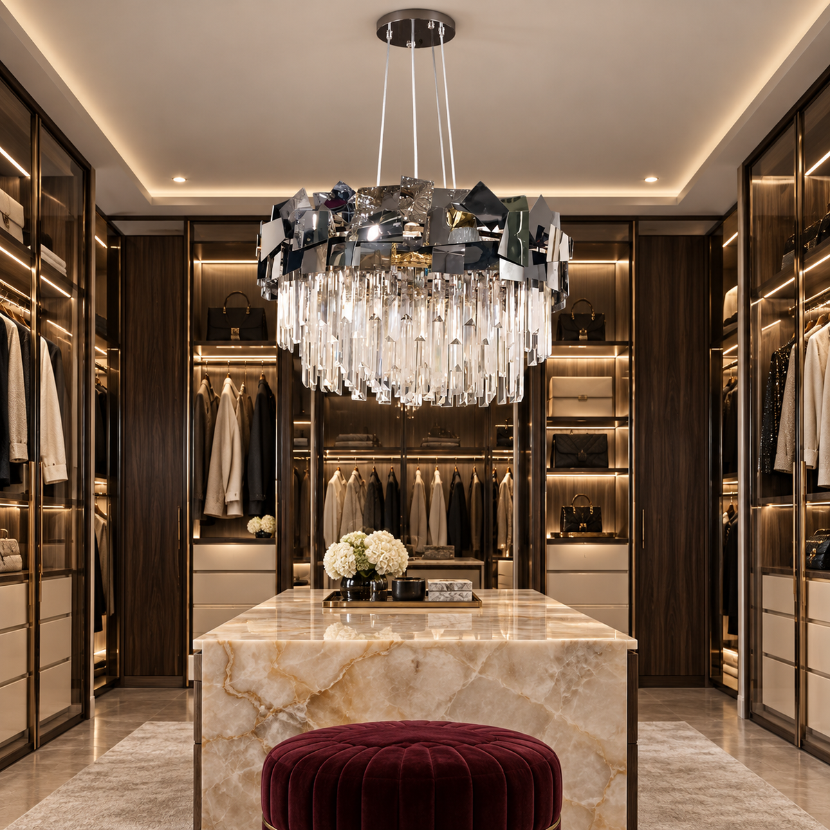 Candelabru Cristal Modern Troy Negru Lucios