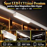 Spot LED Magnetic Liniar Premium Hyper White 10W | 23CM | 48V | 3 Tipuri de Lumina