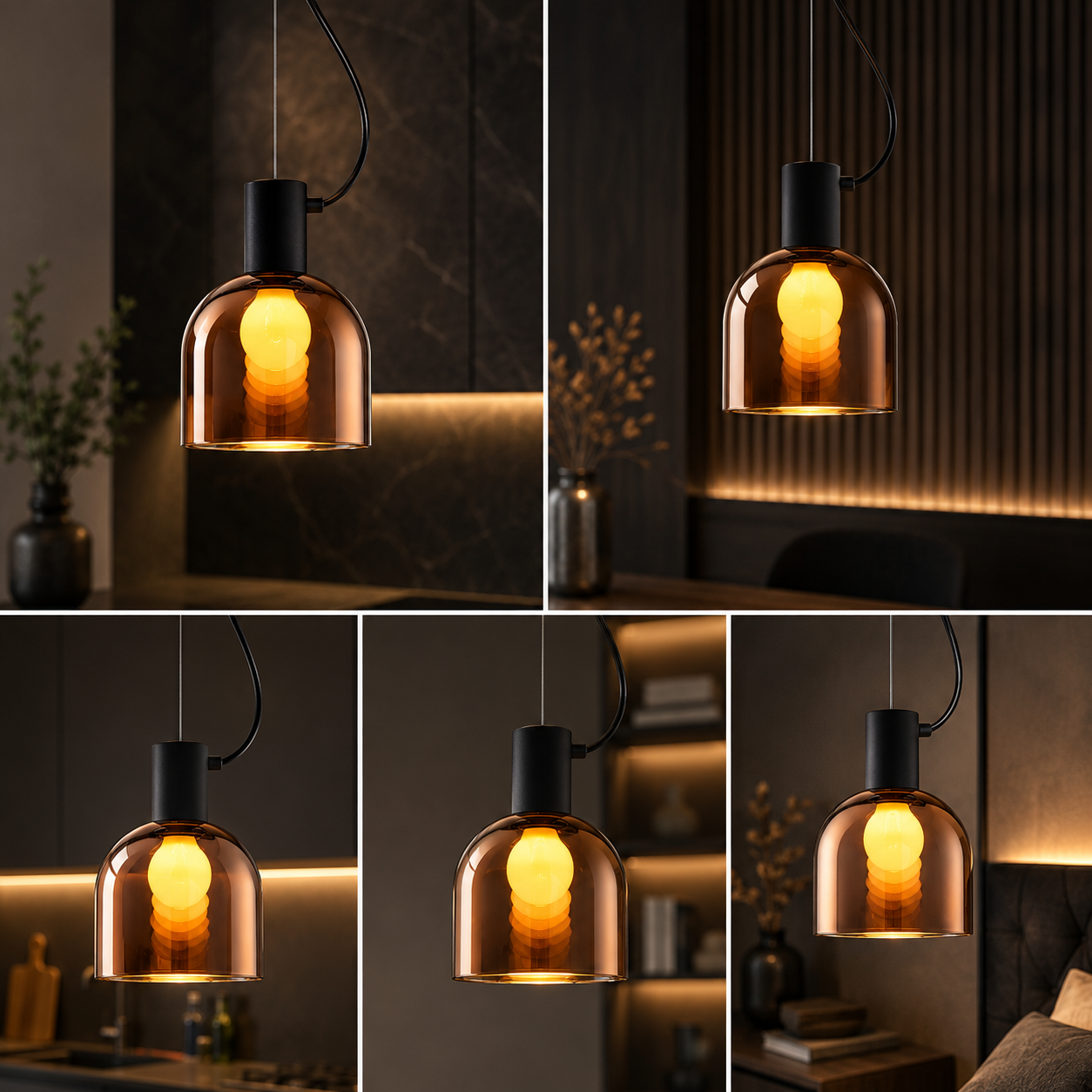 Pendul FIRE Unique 1xE27 Black&Copper