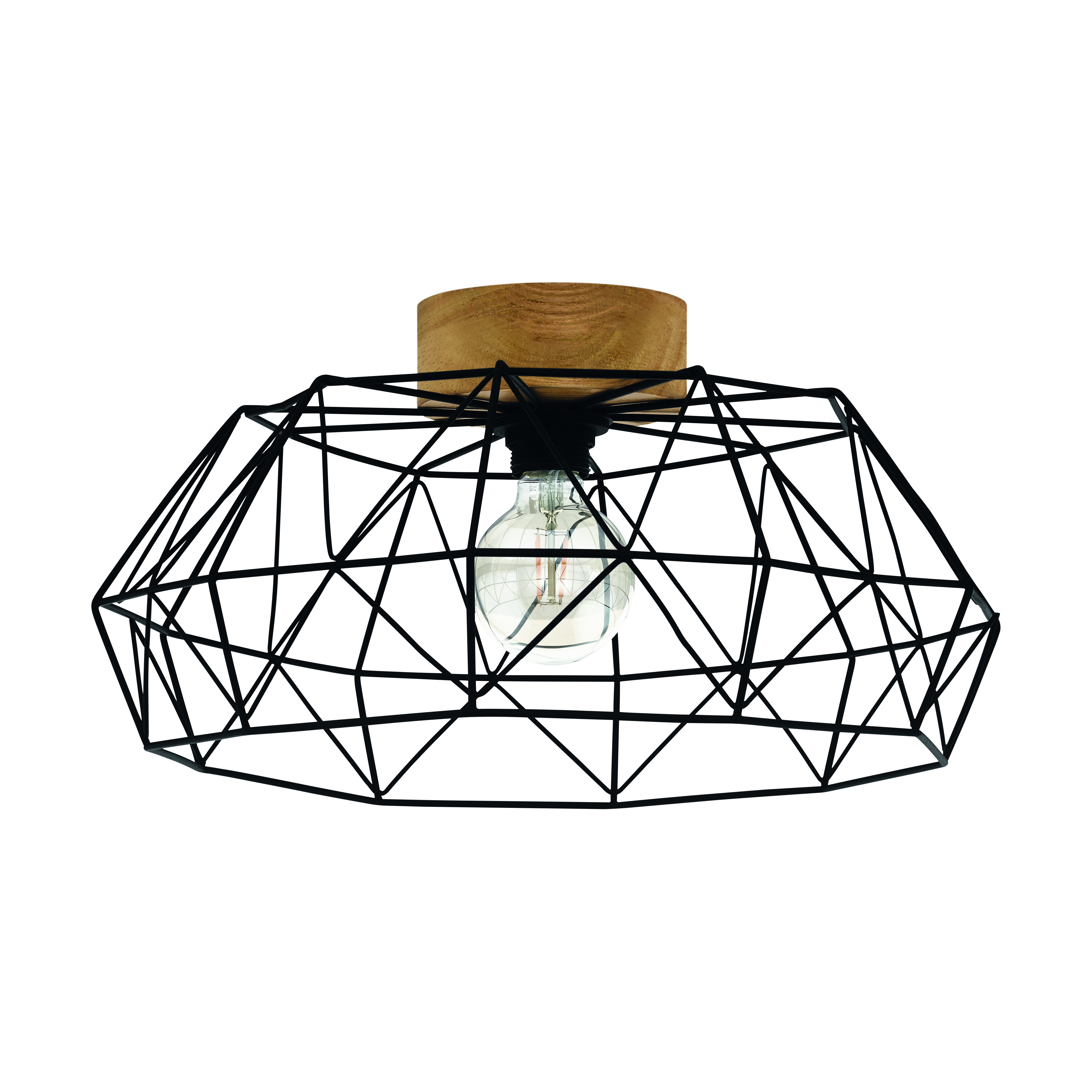 Lustra Padstow 1xE27 Black & Wood Ø46CM Eglo