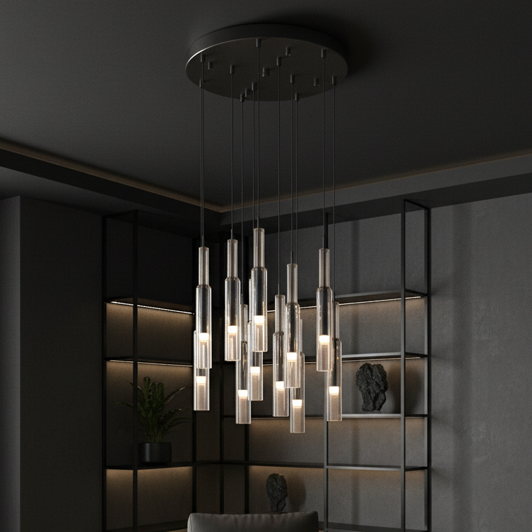 Lustra LED Suspendata Black & Chrome HUGO Liniara Echivalent 200W