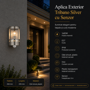 Aplica Exterior Tribano cu Senzor 1xE27 Eglo IP44