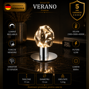 Veioza LED Premium Verano Silver Crystal 17CM