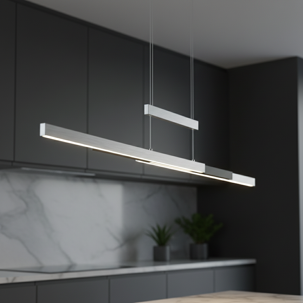 Lustra LED Suspendata White&Black 150CM TRAJAN Extensibila Liniara Echivalent 500W