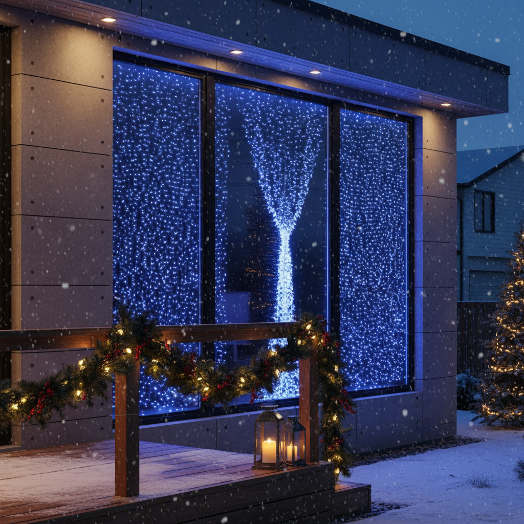 Instalatie LED Perdea Everblue 2.5x3m Lumina Albastra 720 LED-uri IP44