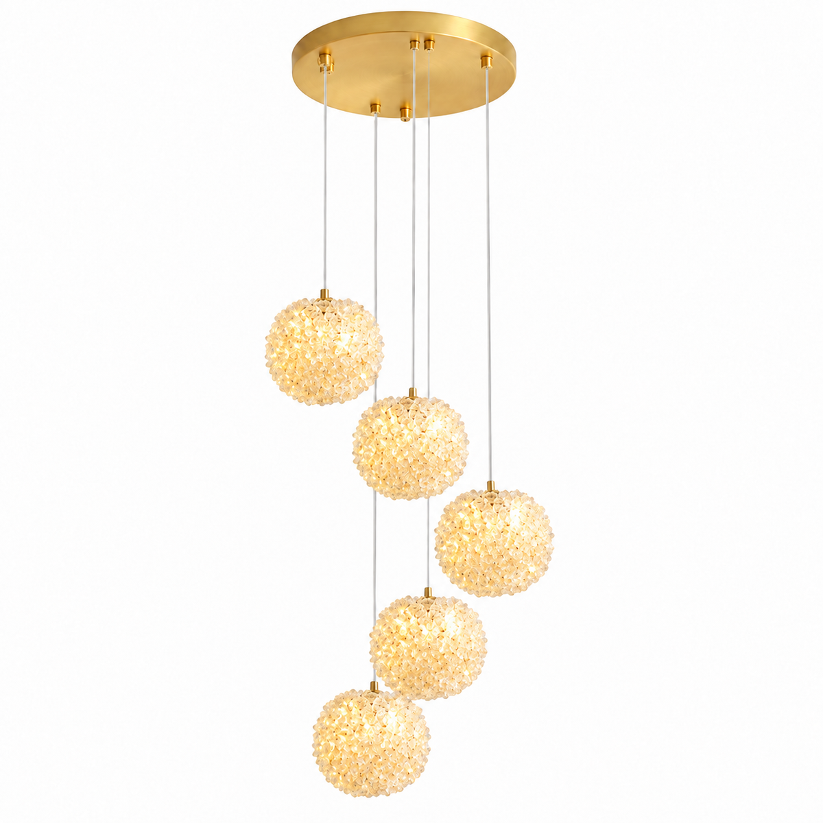 Lustra LED Suspendata Golden Sponge Deluxe 5 Elemente Echivalent 300W