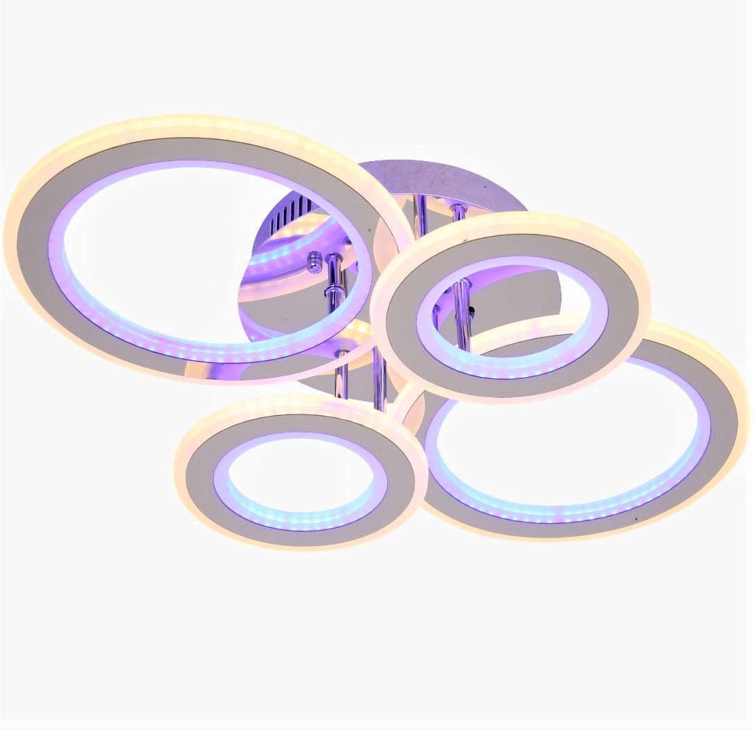 Lustra LED 2+2 CIRCLE CHROME RGB-MIX Echivalent 800W Telecomanda