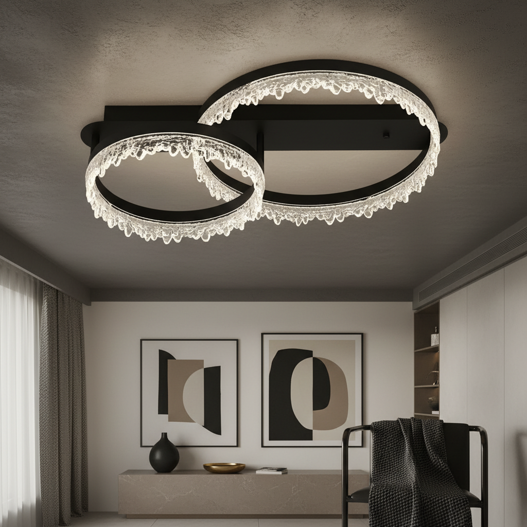 Lustra LED 2 CIRCLE VALS Echivalent 300W Telecomanda