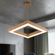 Lustra LED Suspendata RENZO Square Wood Telecomanda Echivalent 300W