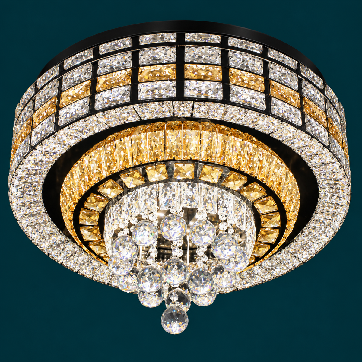 Lustra LED Cristal Aplicata Luxor Rotunda Telecomanda 60-80CM