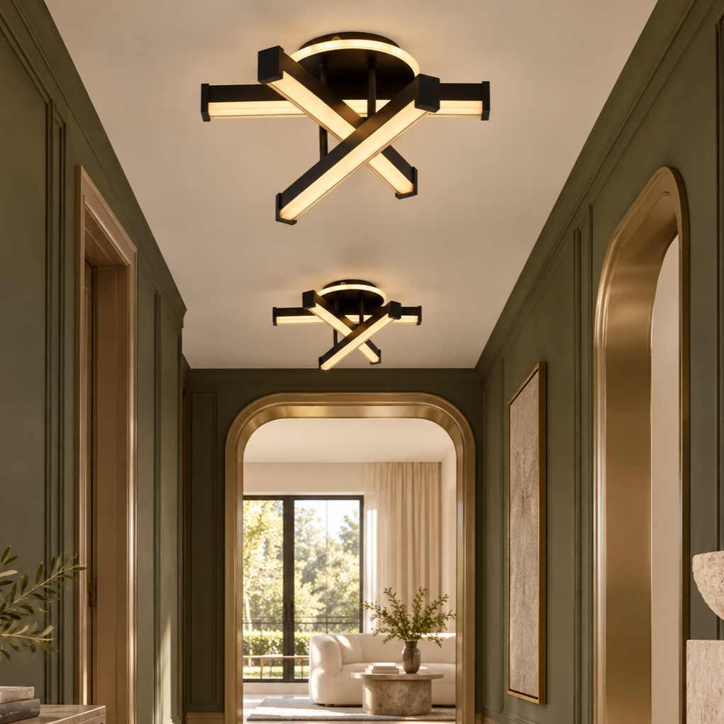 Aplica LED LINNES CIRCLE 52W BLACK Echivalent 300W