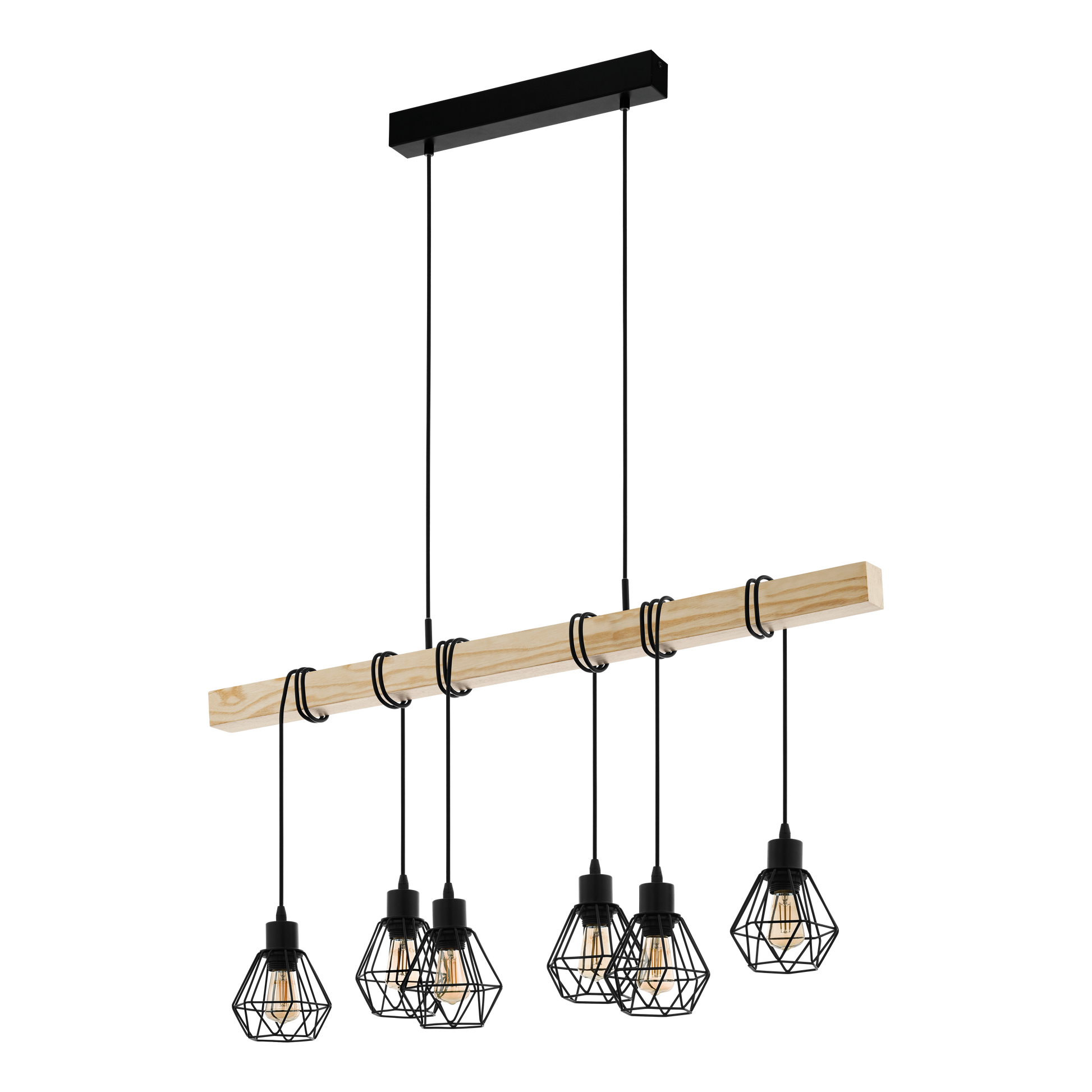 Lustra Suspendata TOWNSHEND 5 Black & Wood Eglo