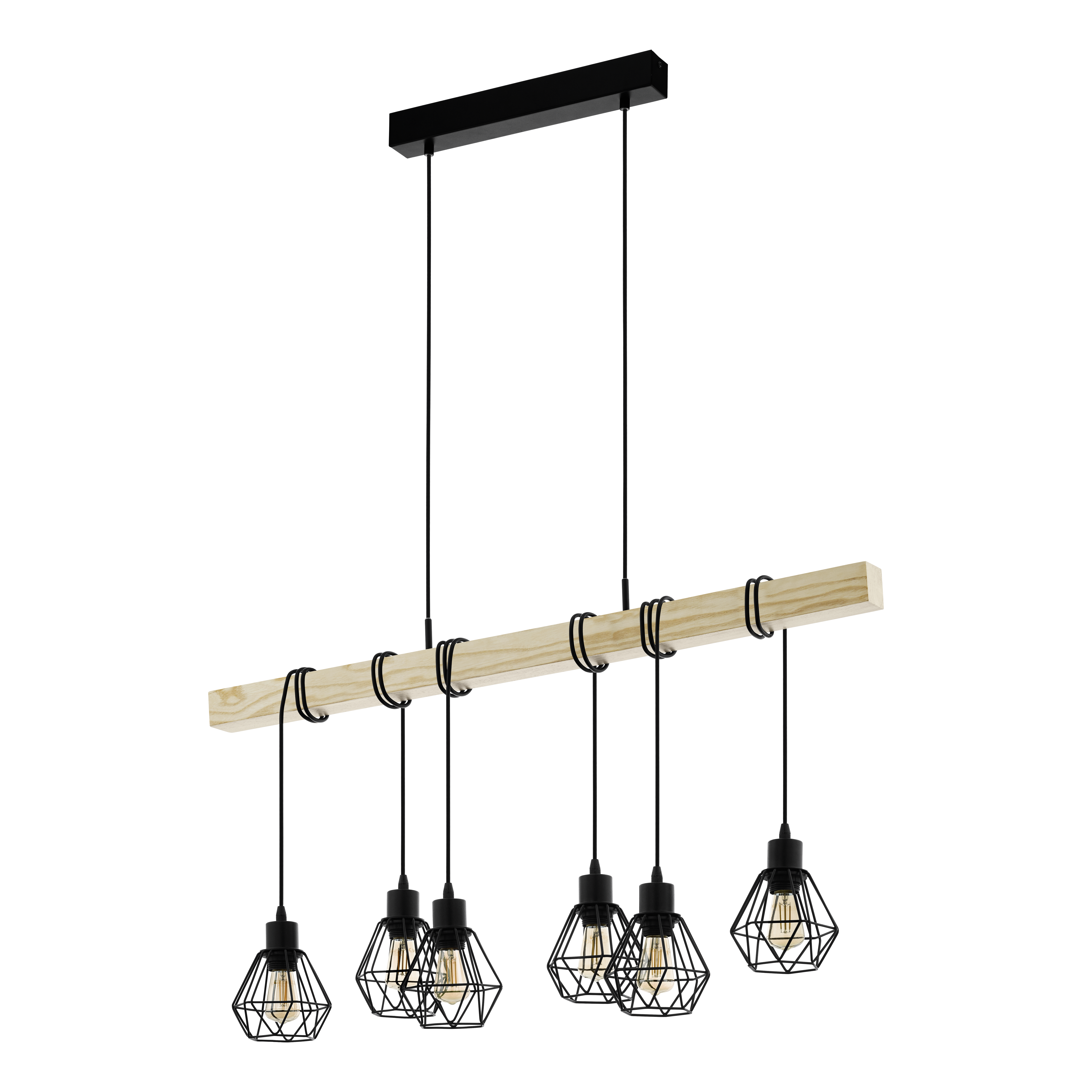Lustra Suspendata TOWNSHEND 5 Black & Wood Eglo