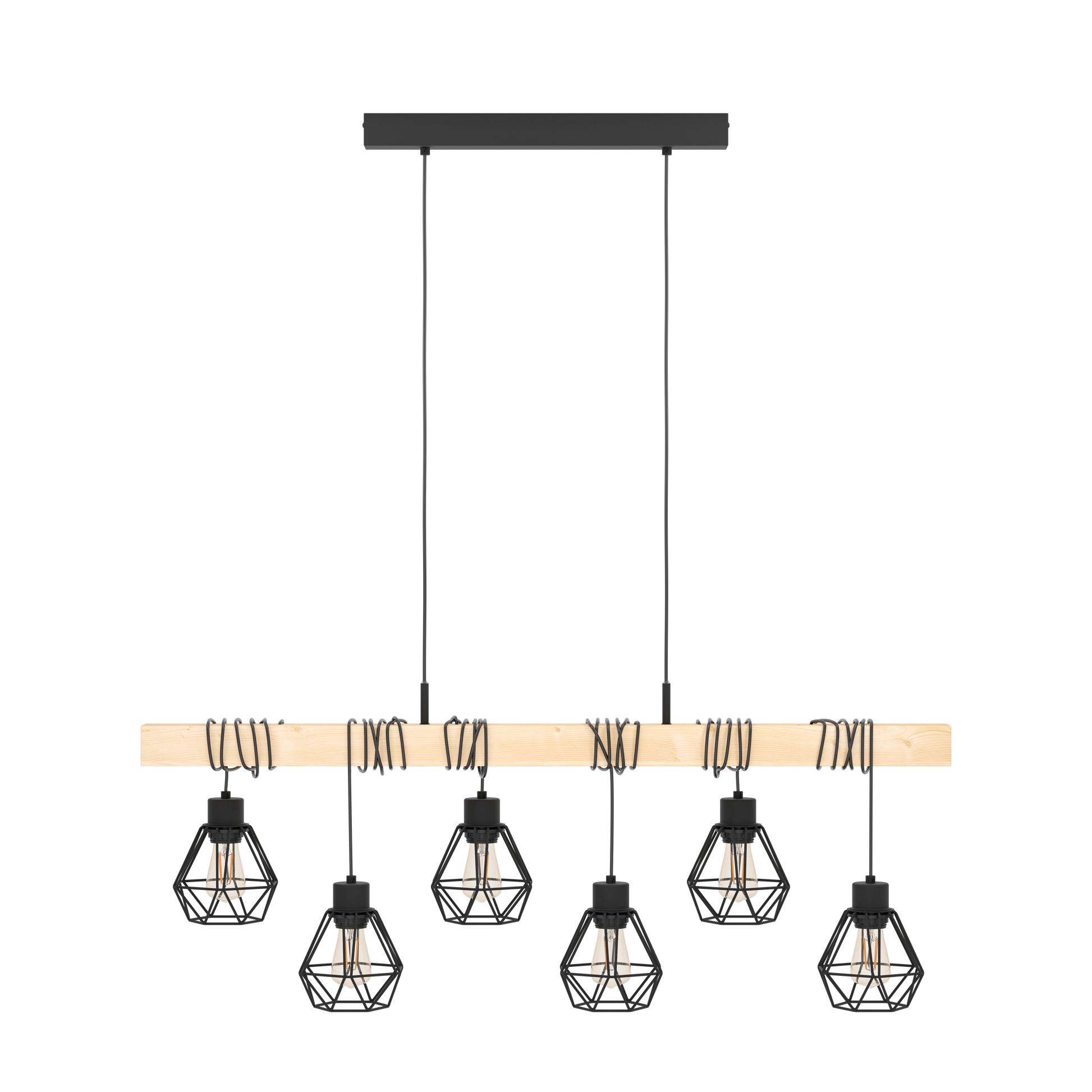 Lustra Suspendata TOWNSHEND 5 Black & Wood Eglo