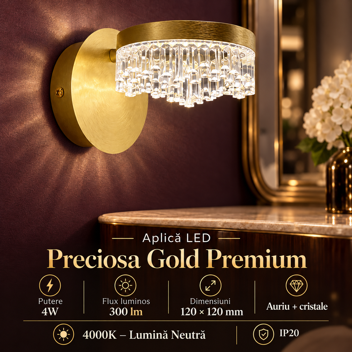 Aplica LED Preciosa Gold Premium