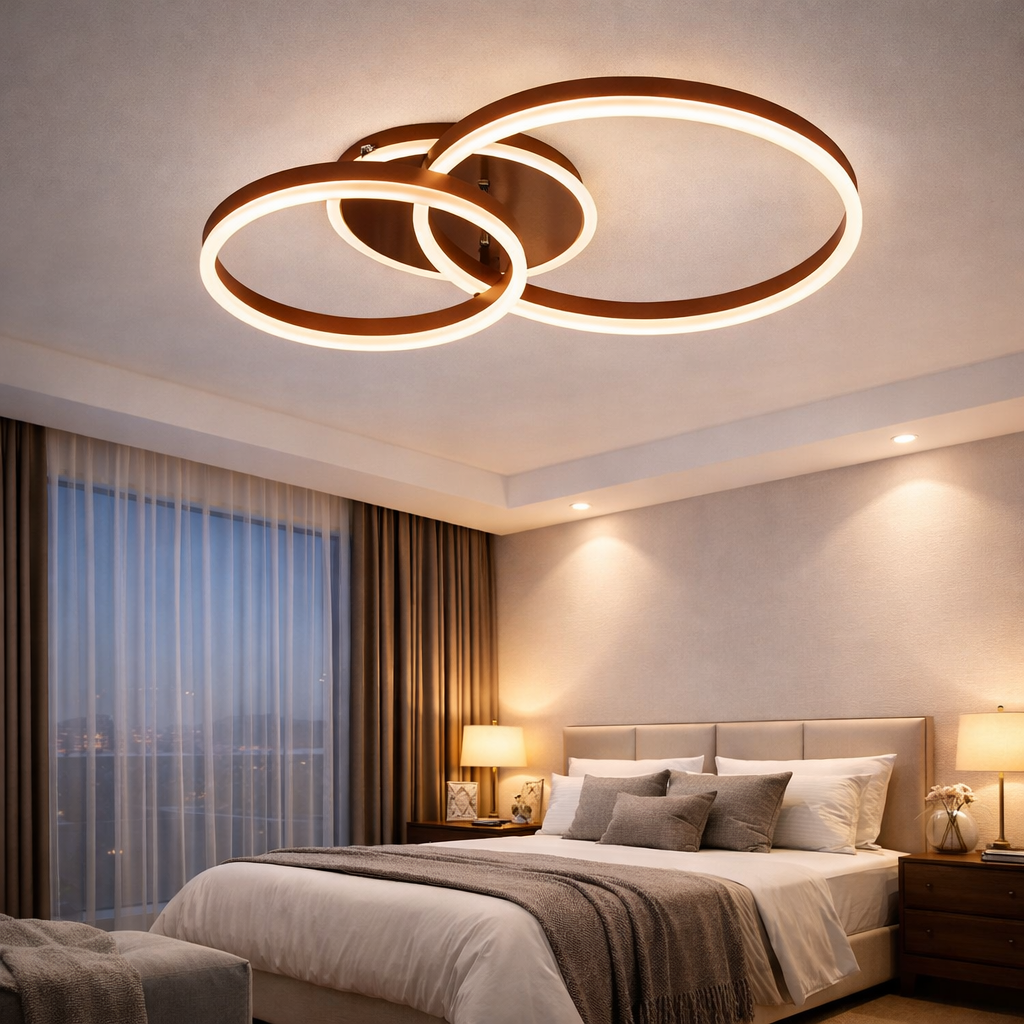 Lustra LED Beauty Brown 2 BIG Circle Echivalent 500W Telecomanda