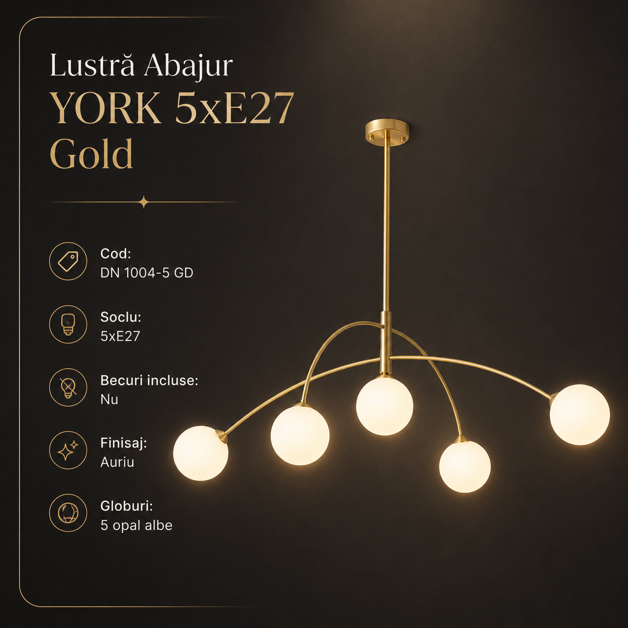 Lustra Abajur YORK 5xE27 Gold
