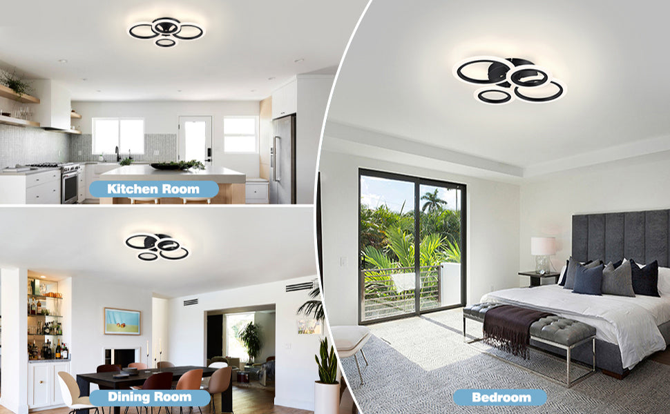 Lustra LED 2+2 CIRCLE BLACK Echivalent 400W Telecomanda