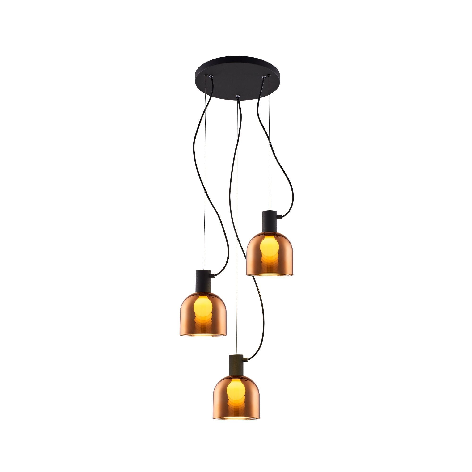Lustra Suspendata FIRE Unique 3xE27 Black&Copper