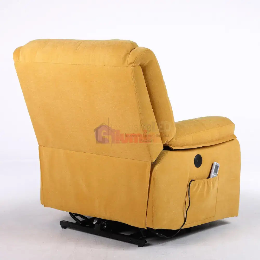 Fotoliu cu Masaj și Încălzire Recliner Electric Galben FOTOLIU CU MASAJ/RECLINER/INCALZIRE / GALBEN Chairs