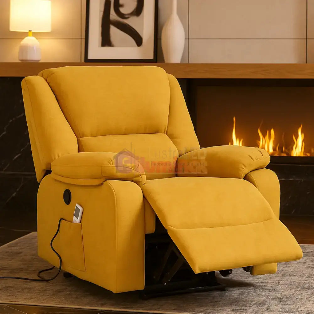 Fotoliu cu Masaj și Încălzire Recliner Electric Galben FOTOLIU CU MASAJ/RECLINER/INCALZIRE / GALBEN Chairs