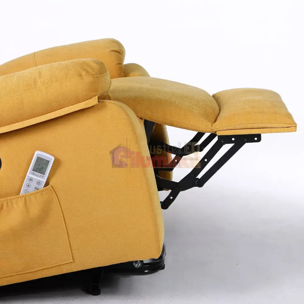 Fotoliu cu Masaj și Încălzire Recliner Electric Galben FOTOLIU CU MASAJ/RECLINER/INCALZIRE / GALBEN Chairs