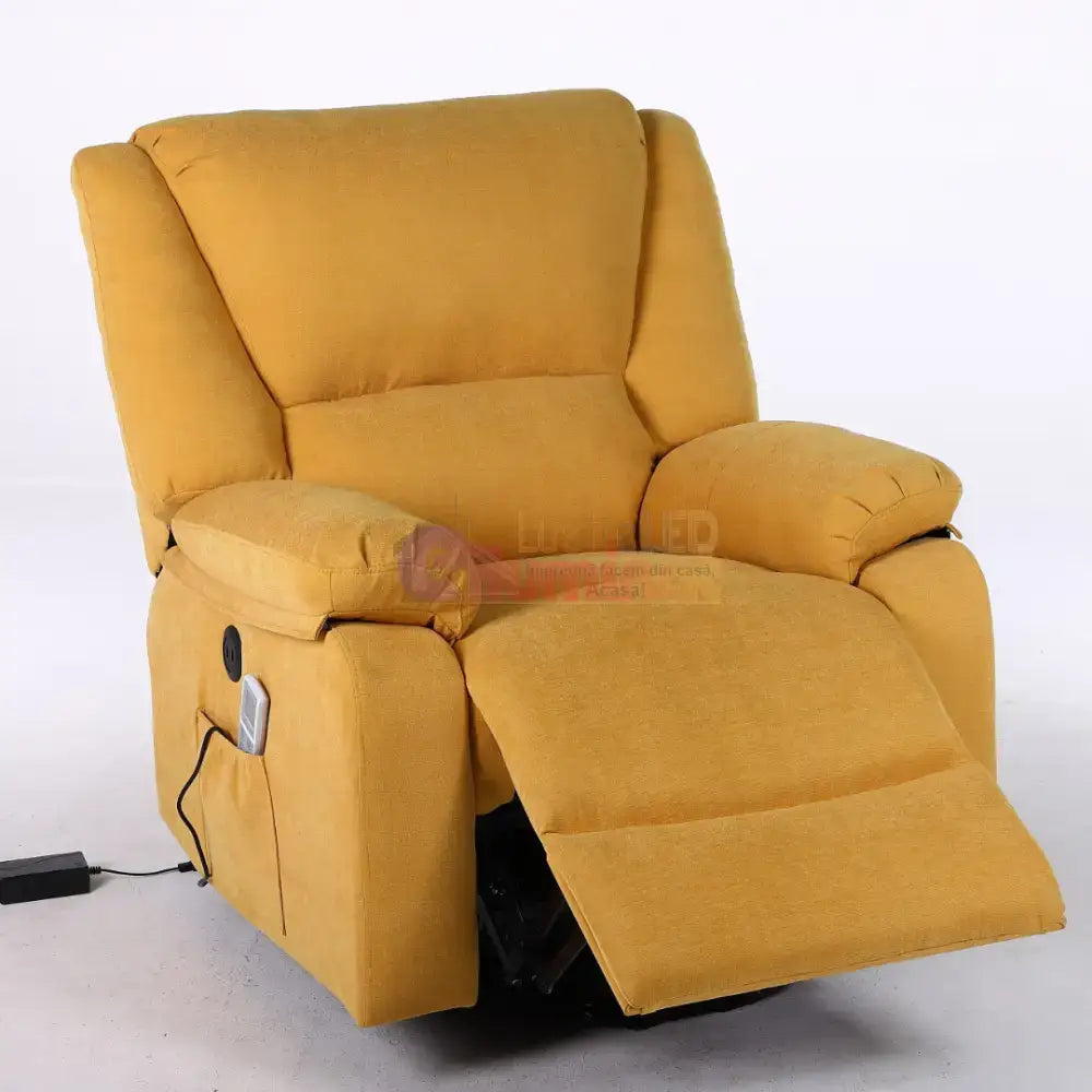 Fotoliu cu Masaj și Încălzire Recliner Electric Galben FOTOLIU CU MASAJ/RECLINER/INCALZIRE / GALBEN Chairs